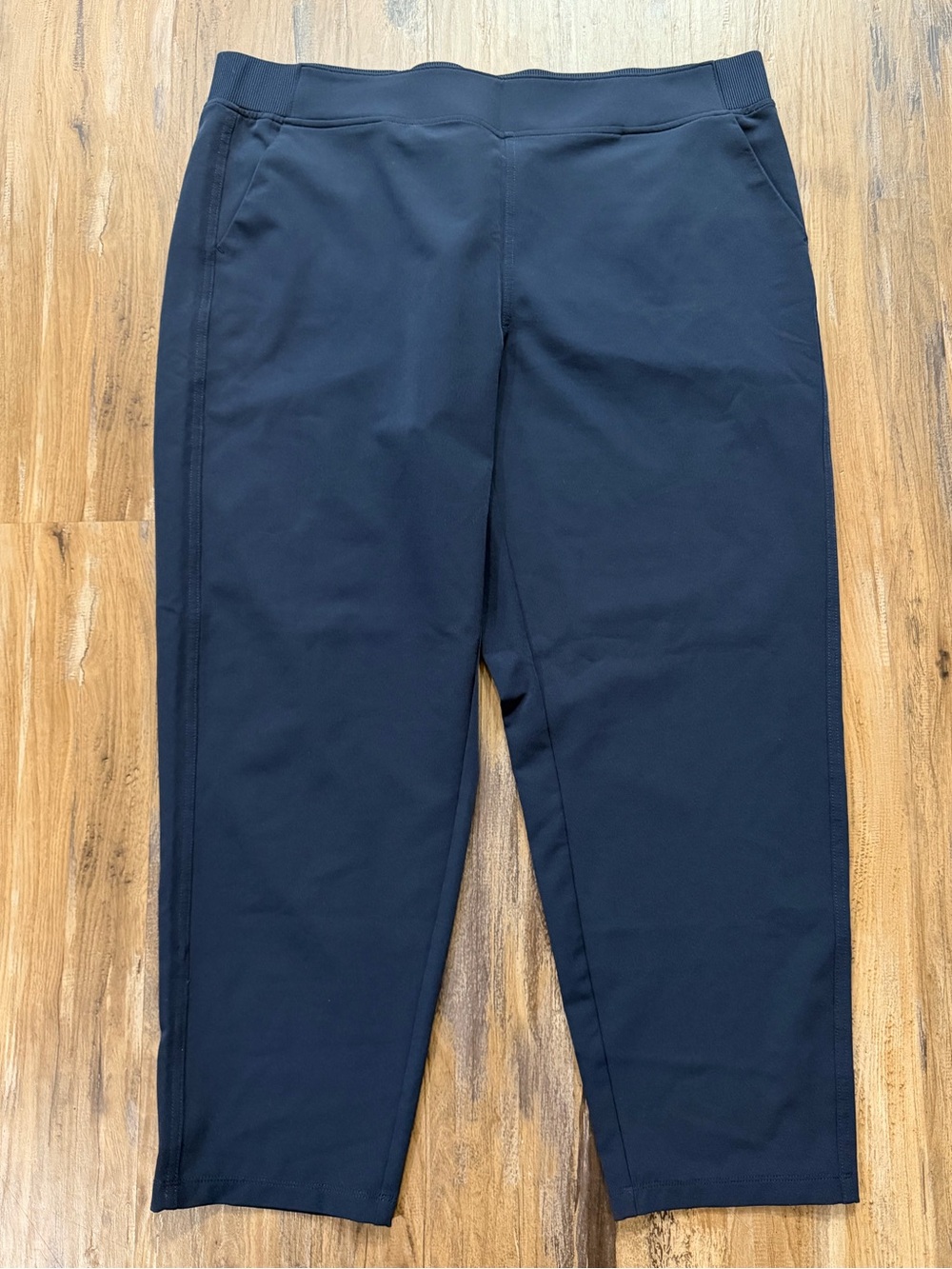 32 Degrees Cool Womens Navy Blue Elastic Waist Casual Travel Sport Crop Pants